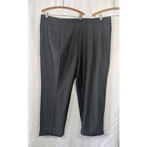 Lauren Ralph Lauren Mens Black And White Pinstriped Wool Dress Plants Size 50